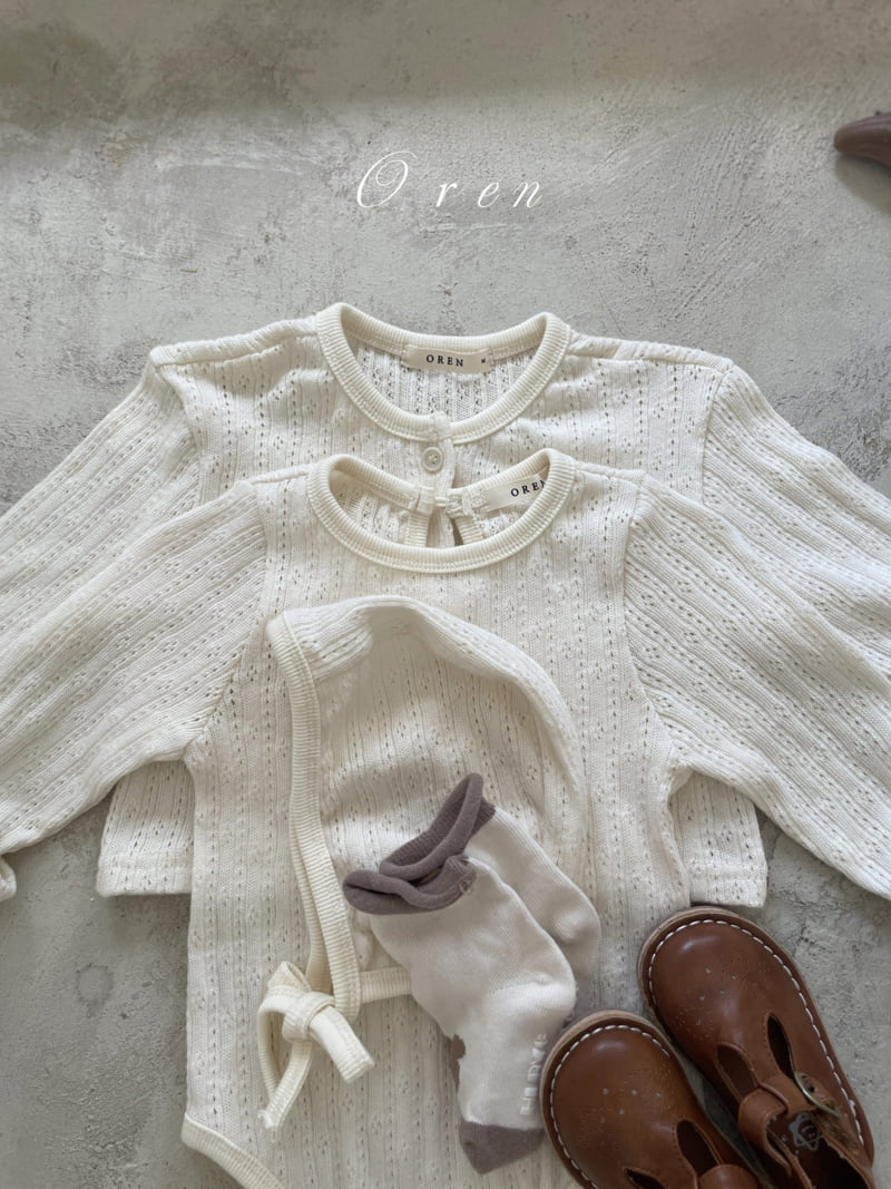 Oren - Korean Baby Fashion - #babyootd - Aroha Jacquard Set (babe suit+bonnet) - 8