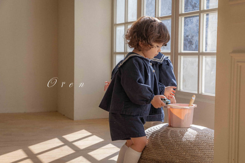 Oren - Korean Baby Fashion - #babyoutfit - Mathieu Marine Top Bottom Set - 6
