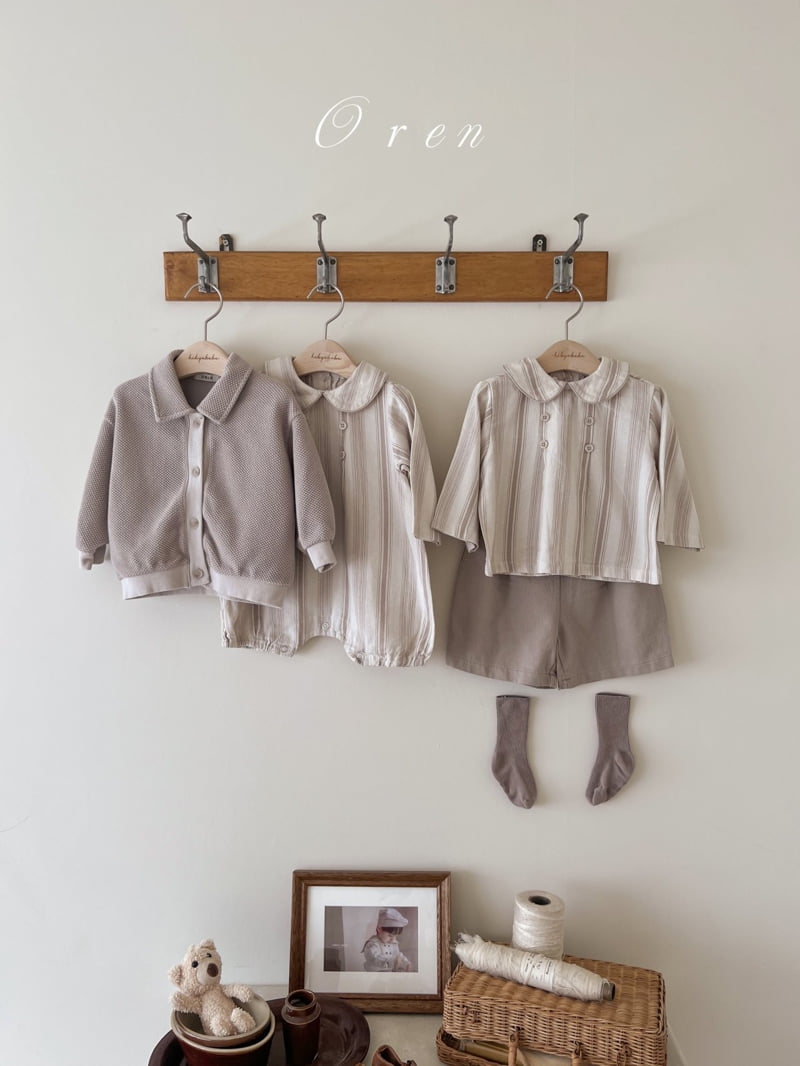 Oren - Korean Baby Fashion - #babyoutfit - Bebe Benjamin Collar Top Bottom Set - 10