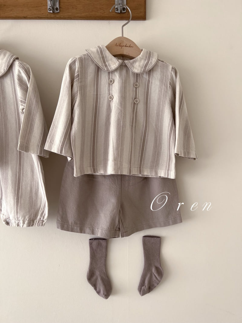 Oren - Korean Baby Fashion - #babyoutfit - Bebe Benjamin Collar Top Bottom Set - 11