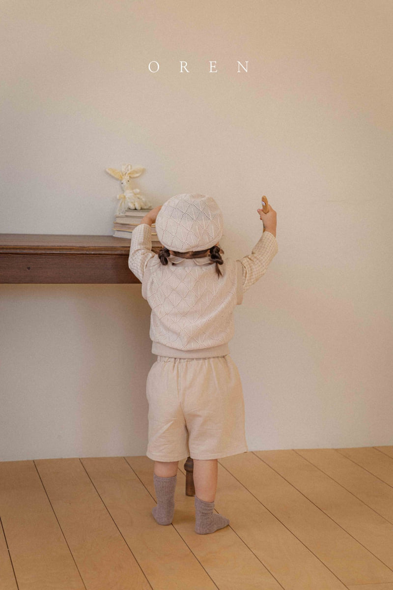 Oren - Korean Baby Fashion - #babyoutfit - Kayden Natural Check Top Bottom Set - 9