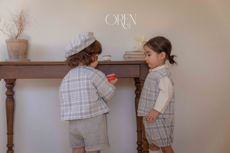 Oren - Korean Baby Fashion - #babyoutfit - Tartan Check Vest Bloomer Set - 5