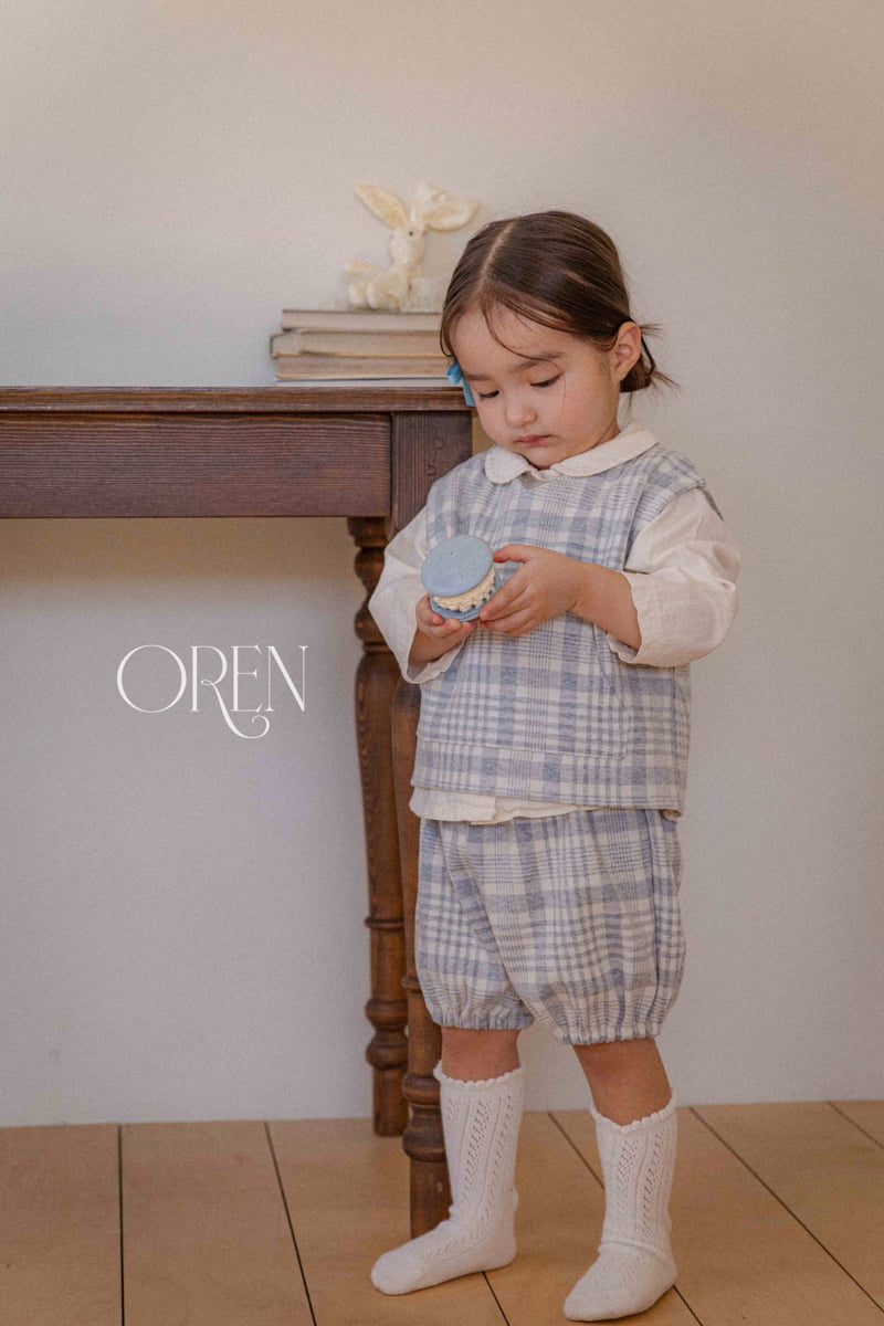 Oren - Korean Baby Fashion - #babyoutfit - Tartan Check Vest Bloomer Set - 6