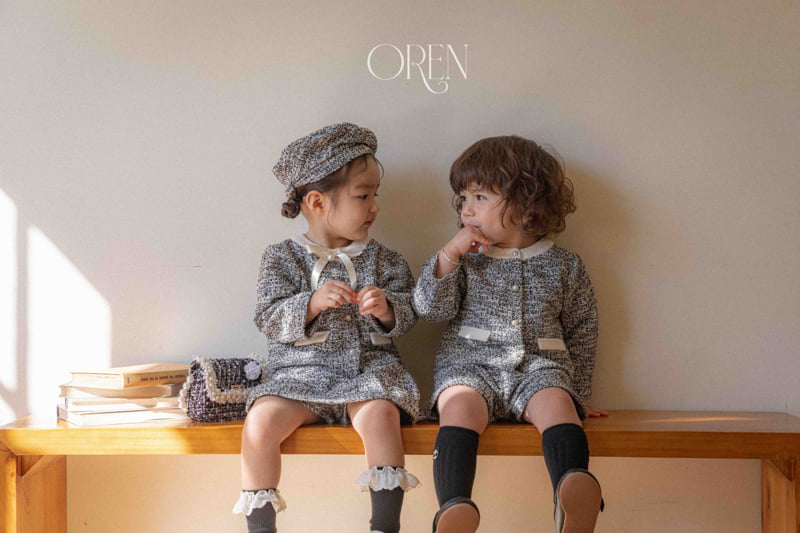 Oren - Korean Baby Fashion - #babyoutfit - Coco Tweed Culotte Pants Top Bottom Set (girls)