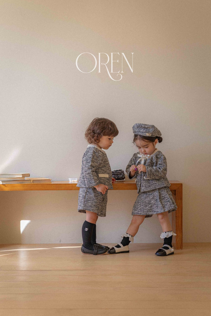 Oren - Korean Baby Fashion - #babyoutfit - Coco Tweed Culotte Pants Top Bottom Set (girls) - 2