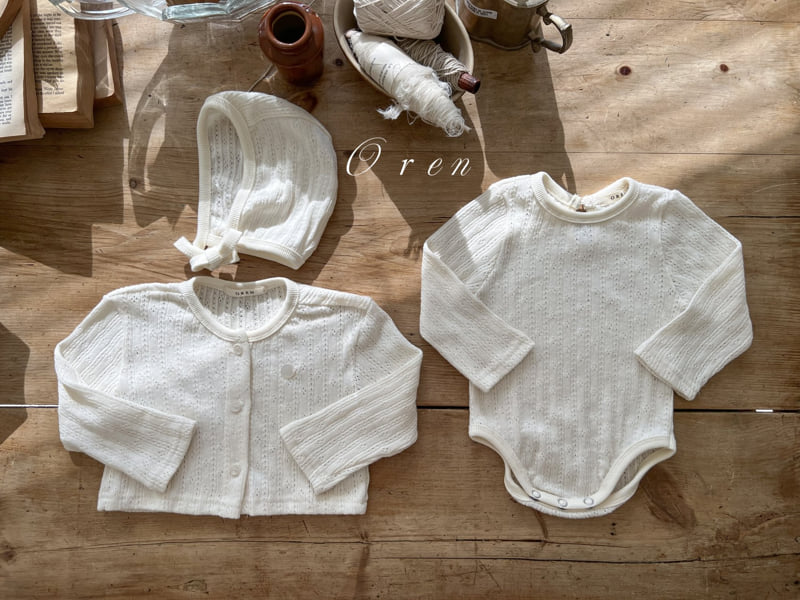Oren - Korean Baby Fashion - #babyoutfit - Aroha Jacquard Set (babe suit+bonnet) - 9