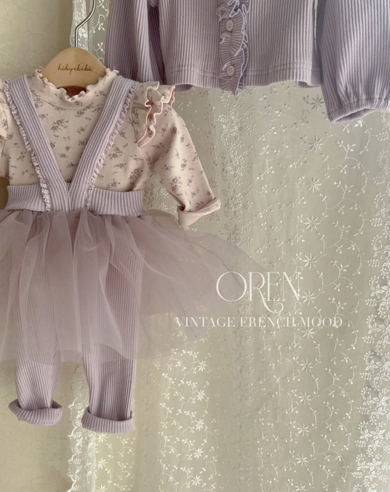 Oren - Korean Baby Fashion - #babyoutfit - Gemma Ribbed Cardigan Tutu Suspenders Set - 6
