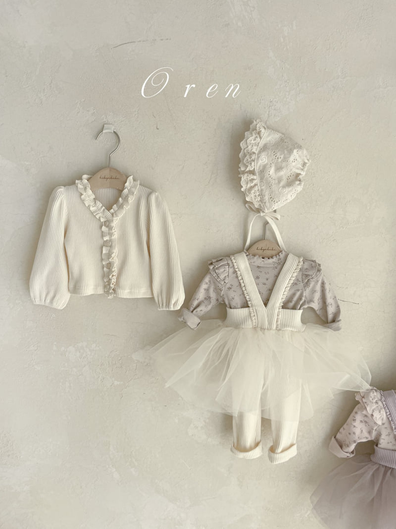 Oren - Korean Baby Fashion - #babyoutfit - Gemma Ribbed Cardigan Tutu Suspenders Set - 7