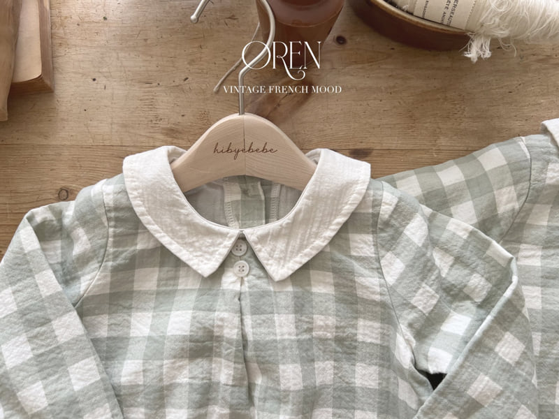 Oren - Korean Baby Fashion - #babywear - Kayden Natural Check Top Bottom Set - 10