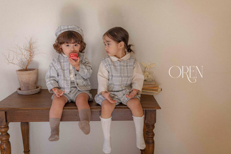 Oren - Korean Baby Fashion - #babywear - Tartan Check Vest Bloomer Set - 7