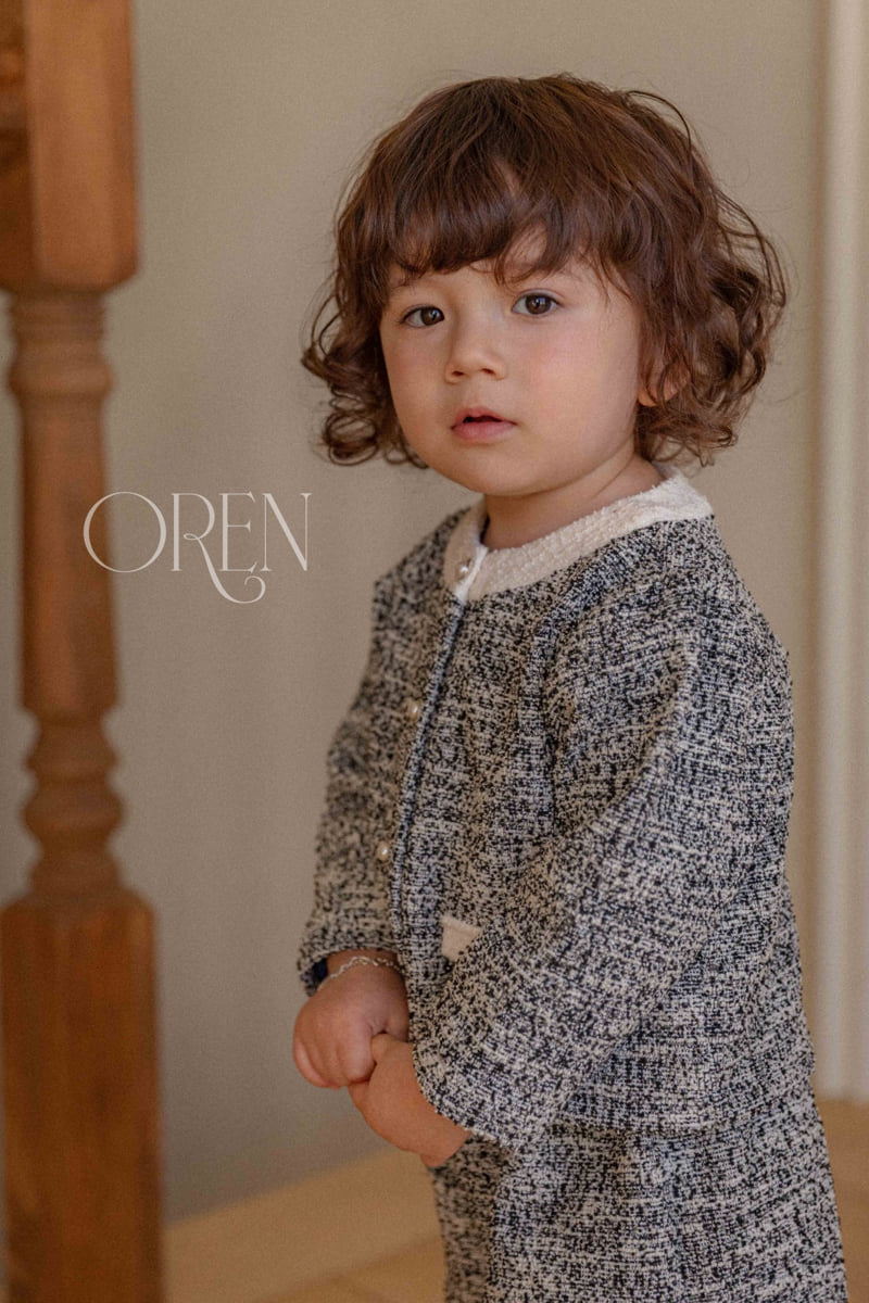 Oren - Korean Baby Fashion - #onlinebabyboutique - Coco Tweed Basic Pants Top Bottom Set - 3