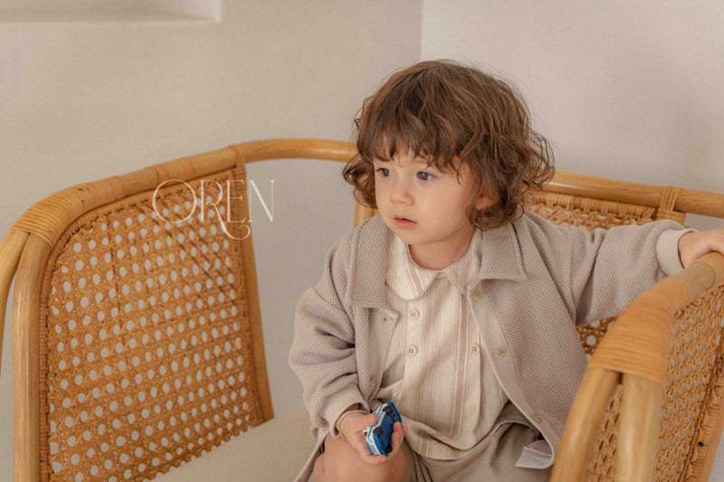 Oren - Korean Baby Fashion - #onlinebabyshop - Embossed Collar Cardigan