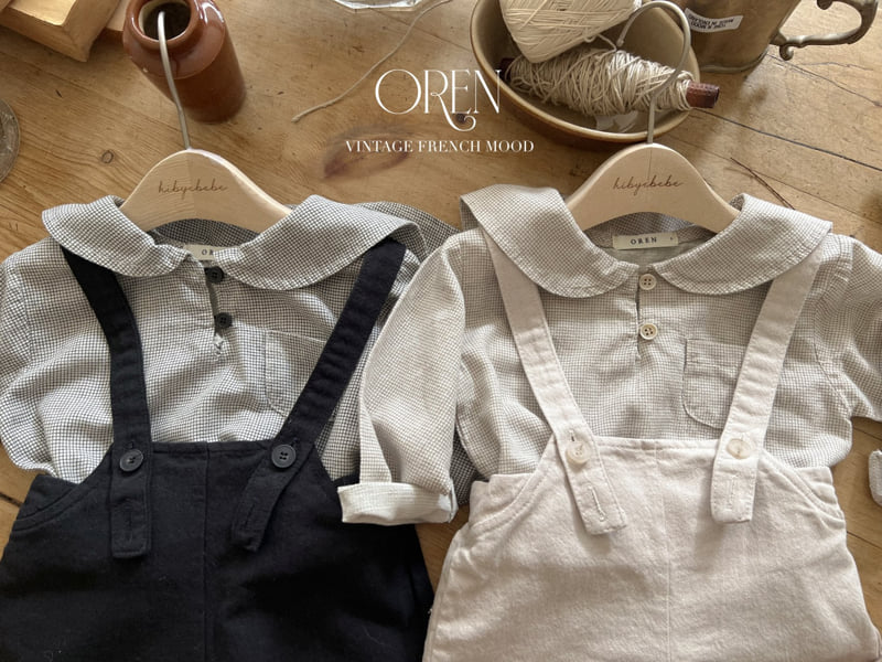 Oren - Korean Baby Fashion - #onlinebabyshop - Bebe Bloom Check Top Bottom Set - 11