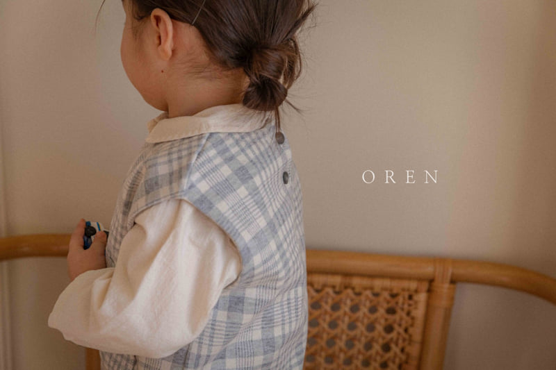 Oren - Korean Baby Fashion - #onlinebabyshop - Tartan Check Vest Bloomer Set - 9