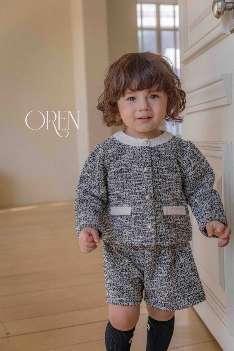 Oren - Korean Baby Fashion - #onlinebabyboutique - Coco Tweed Basic Pants Top Bottom Set - 4