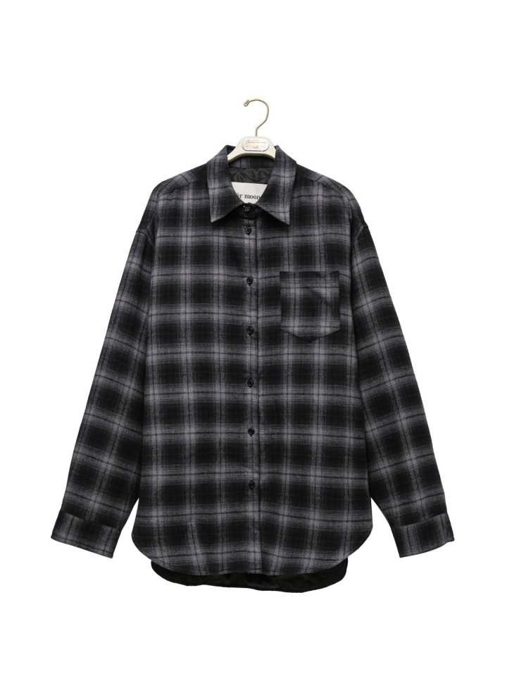 Paper Moon - Korean Women Fashion - #momslook - Oversized Flannel Checked Quilted Button Down Shirt Jacket - 6
