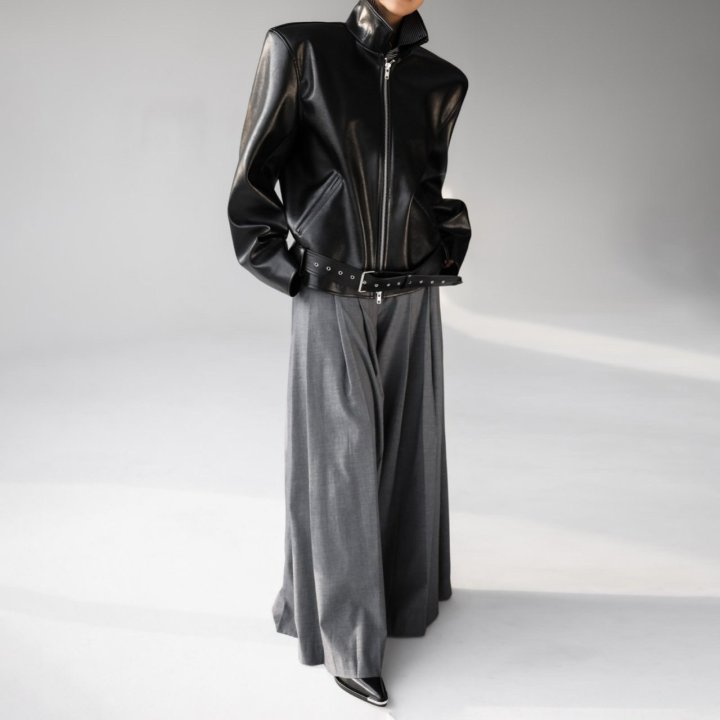 Paper Moon - Korean Women Fashion - #momslook - Oversized Single Zipped Detail Belted Bucklet Jacket - 2