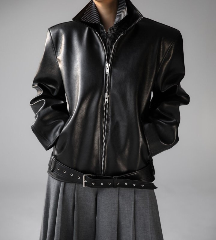Paper Moon - Korean Women Fashion - #womensfashion - Oversized Single Zipped Detail Belted Bucklet Jacket - 4
