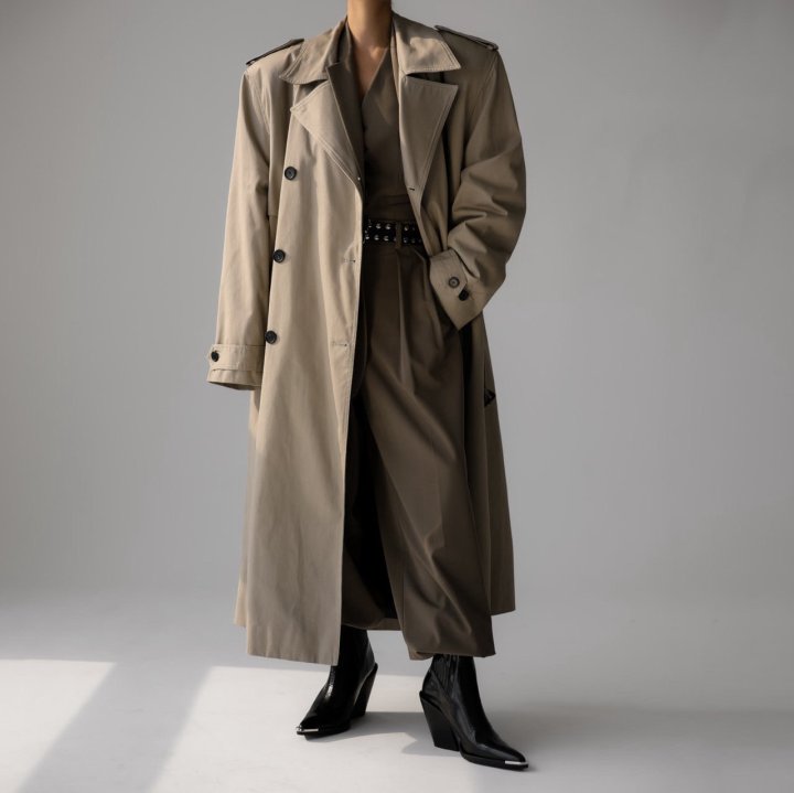Paper Moon - Korean Women Fashion - #momslook - Padded Oversized Double Breasted Trench Coat