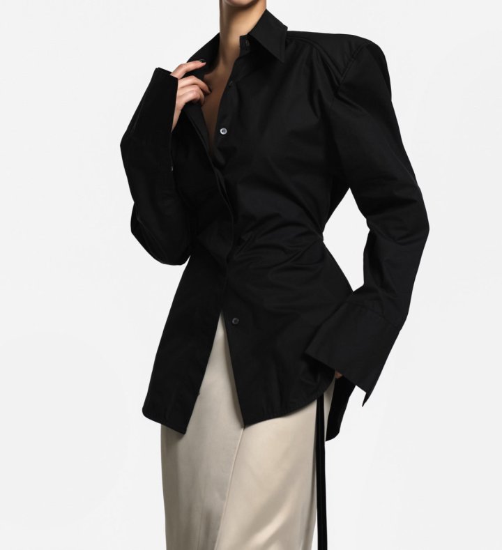 Paper Moon - Korean Women Fashion - #momslook - Padded Shoulder Button Down Shirt - 2