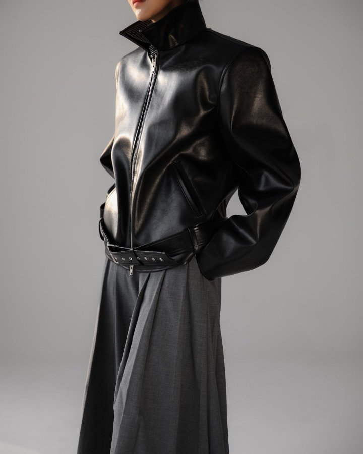 Paper Moon - Korean Women Fashion - #womensfashion - Oversized Single Zipped Detail Belted Bucklet Jacket - 3
