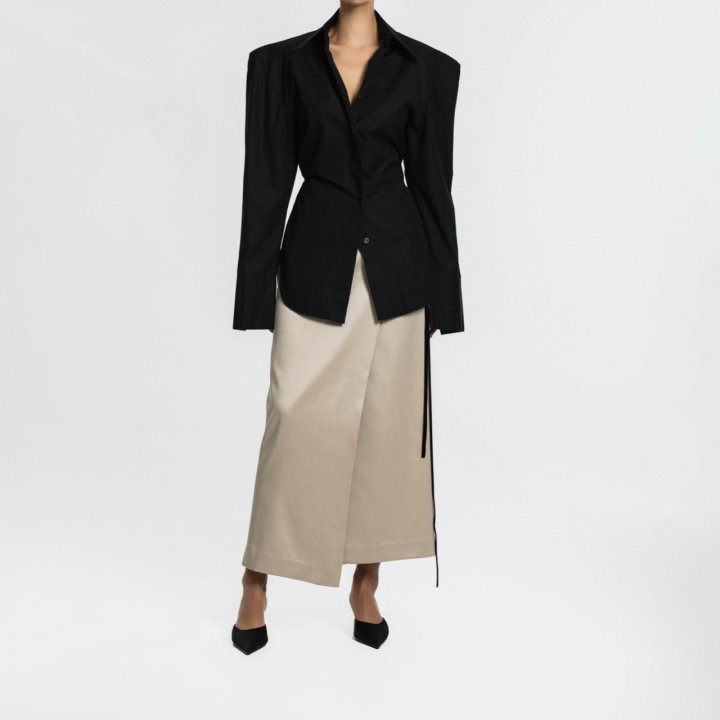 Paper Moon - Korean Women Fashion - #womensfashion - Velvet Trimmed Satin Wrap Maxi Skirt - 2