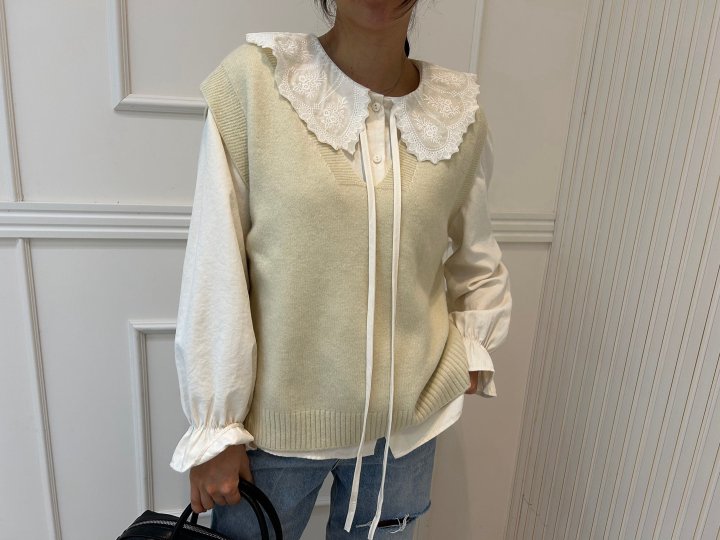 Pearls room - Korean Women Fashion - #shopsmall - V-neck Vest Set - 5