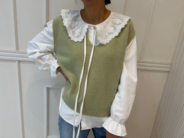 Pearls room - Korean Women Fashion - #vintagekidsstyle - V-neck Vest Set