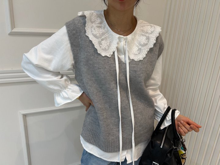 Pearls room - Korean Women Fashion - #womensfashion - V-neck Vest Set - 9