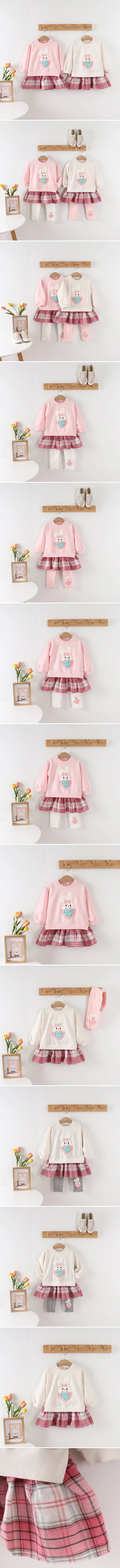 Pepper Mint - Korean Children Fashion - #designkidswear - Check Rabbit Long Tee
