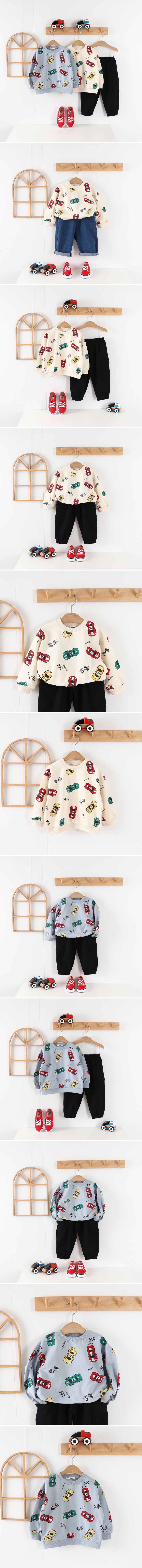 Pepper Mint - Korean Children Fashion - #kidsshorts - Car Printed Sweatshirts