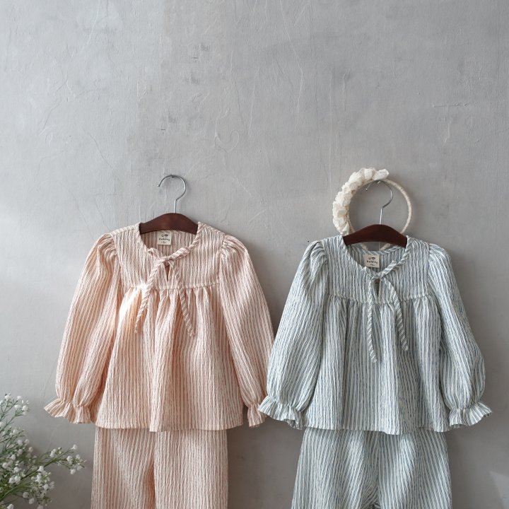Pudding - Korean Children Fashion - #childofig - Striped Top Bottom Set - 9