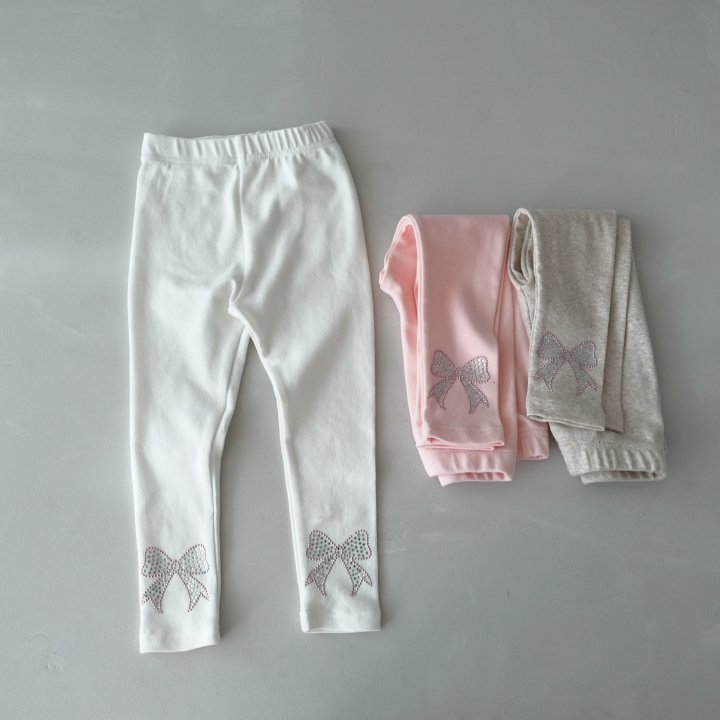 Pudding - Korean Children Fashion - #discoveringself - Ribbon Leggings - 2