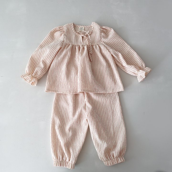 Pudding - Korean Children Fashion - #prettylittlegirls - Striped Top Bottom Set - 5