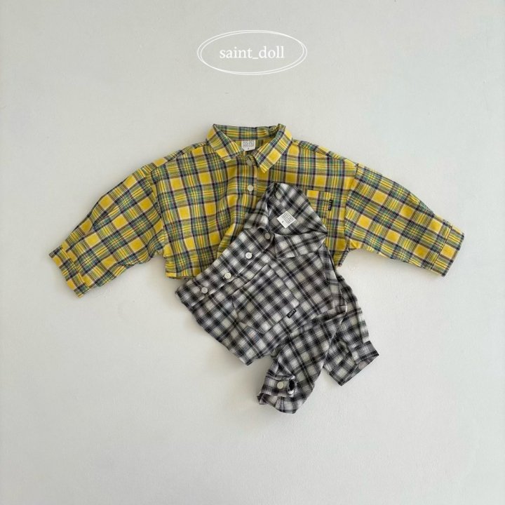 Saint Doll - Korean Children Fashion - #childofig - Crop Check Shirt