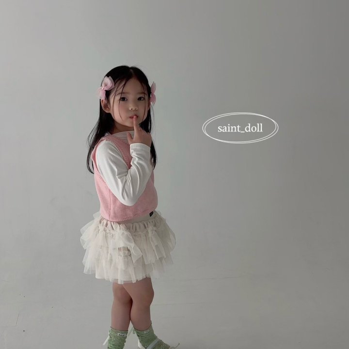 Saint Doll - Korean Children Fashion - #kidsshorts - Crop Knit Vest - 7