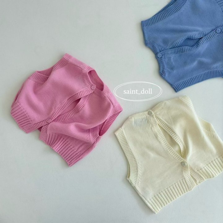 Saint Doll - Korean Children Fashion - #kidsshorts - Pastel Knit Vest - 7