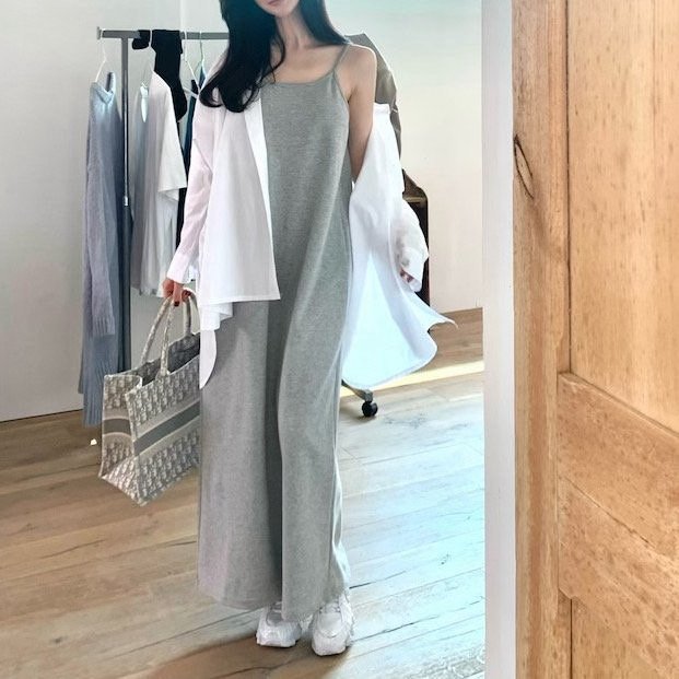 Saint Doll - Korean Women Fashion - #shopsmall - Back Slit Strap One-piece MOM - 6
