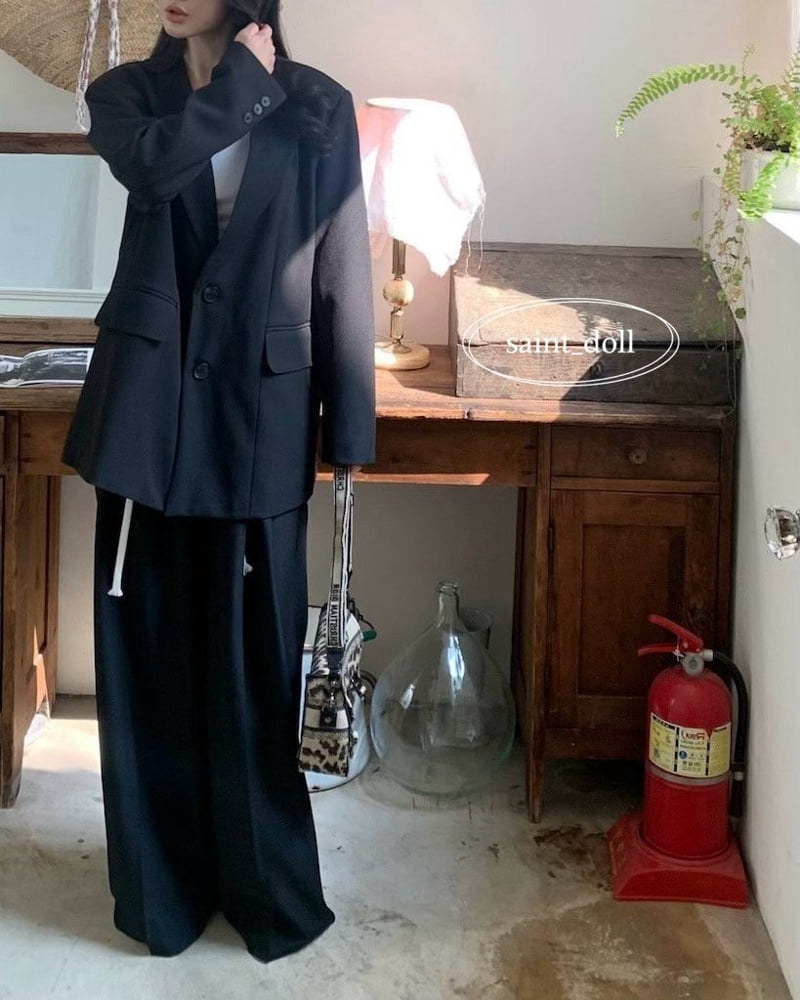 Saint Doll - Korean Women Fashion - #womensfashion - No Collar Jacket MOM - 10