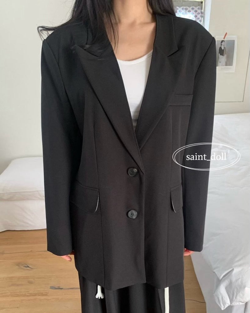Saint Doll - Korean Women Fashion - #womensfashion - No Collar Jacket MOM - 8
