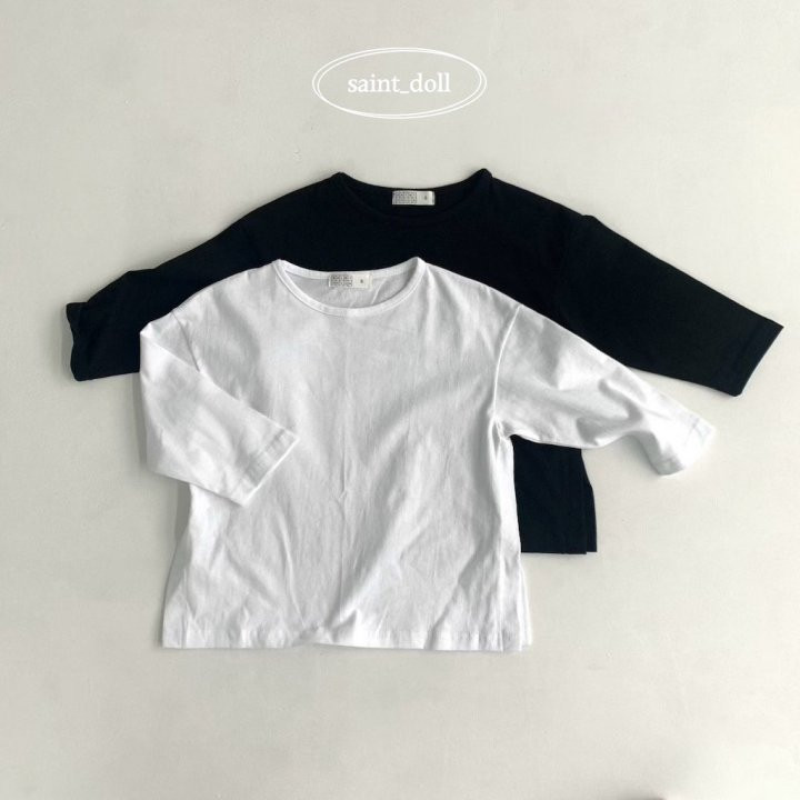Saint Doll - Korean Women Fashion - #womensfashion - Side Slit Long Sleeve Tee MOM