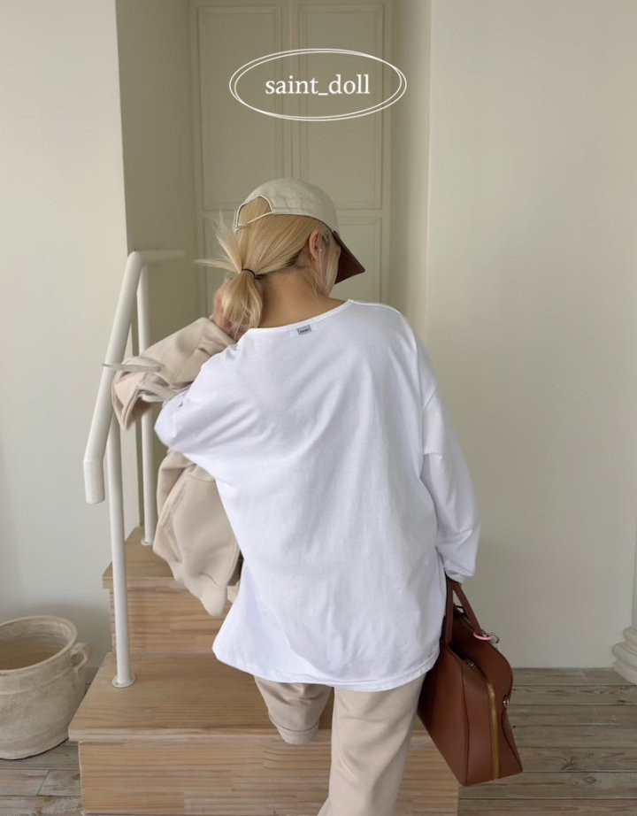 Saint Doll - Korean Women Fashion - #womensfashion - Side Slit Long Sleeve Tee MOM - 9