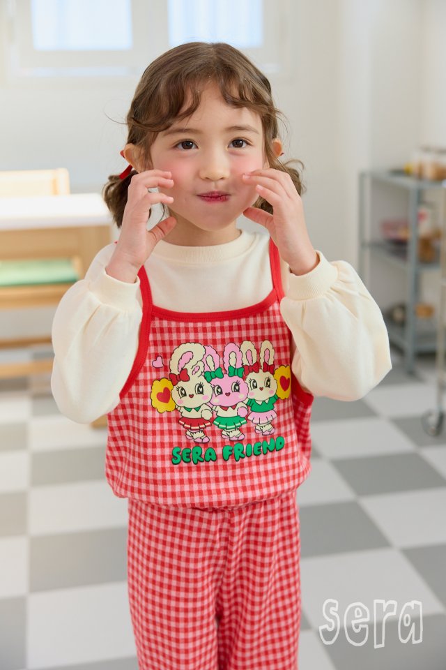 Sera - Korean Children Fashion - #childofig - Cheerleader Check Bootcut Top Bottom Set - 8