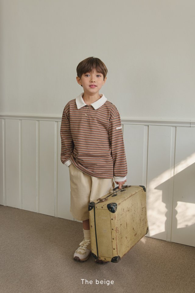 The Beige - Korean Children Fashion - #kidsshorts - Multi Stripe Collar Tee - 5
