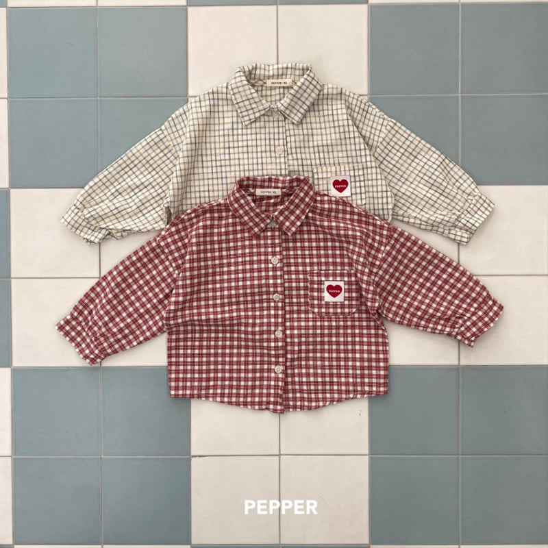 The Pepper - Korean Children Fashion - #prettylittlegirls - Heart Check Shirt