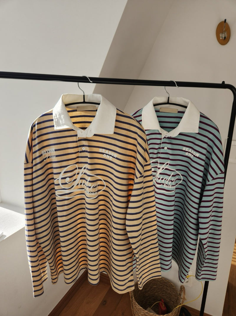 Theres - Korean Women Fashion - #momslook - Collar Stripe Tee - 12