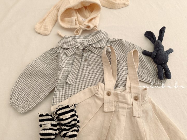Valu Bebe - Korean Baby Fashion - #babyboutique - Small Check Tie Blouse (Bebe) - 11