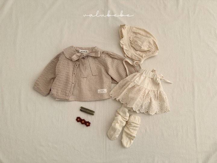 Valu Bebe - Korean Baby Fashion - #babylifestyle - Small Check Tie Blouse (Kids)