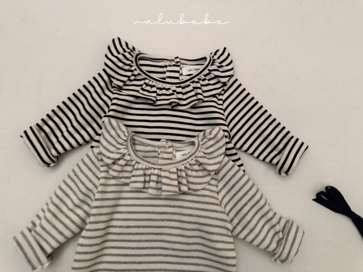 Valu Bebe - Korean Baby Fashion - #babyootd - Bebe Veronica Stripe Frill Tee - 9