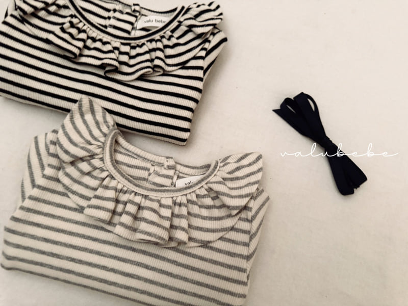Valu Bebe - Korean Baby Fashion - #babywear - Bebe Veronica Stripe Frill Tee - 12